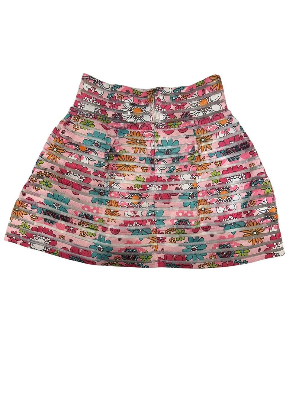 Floral Pink Pleated A-Line Skirt